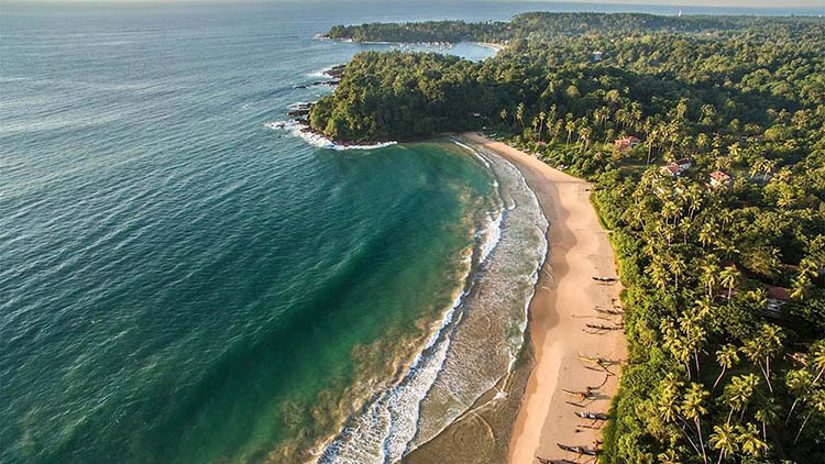 sri lanka beach yoga retreat aerial shot