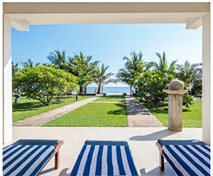 View from the lower porch at our main Villa on the beach Lantern Yoga Retreat Sri Lanka